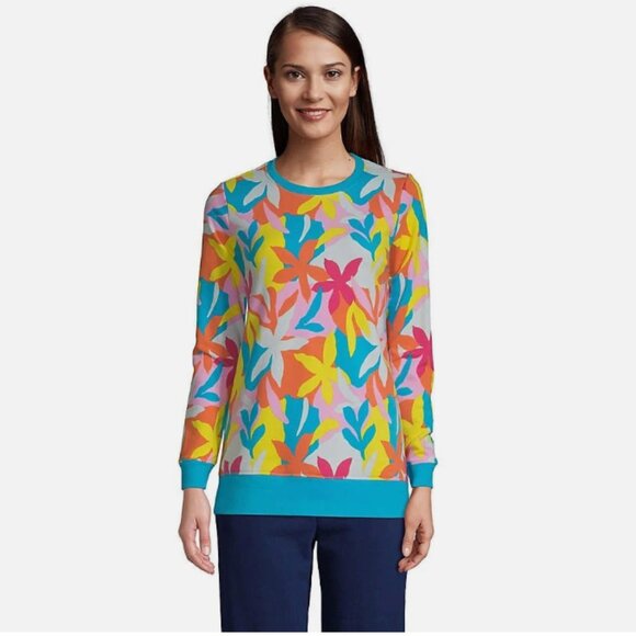 Womens Lands End Serious Sweats Crewneck Long Sleeve Sweatshirt Tunic Size Small - Picture 2 of 2